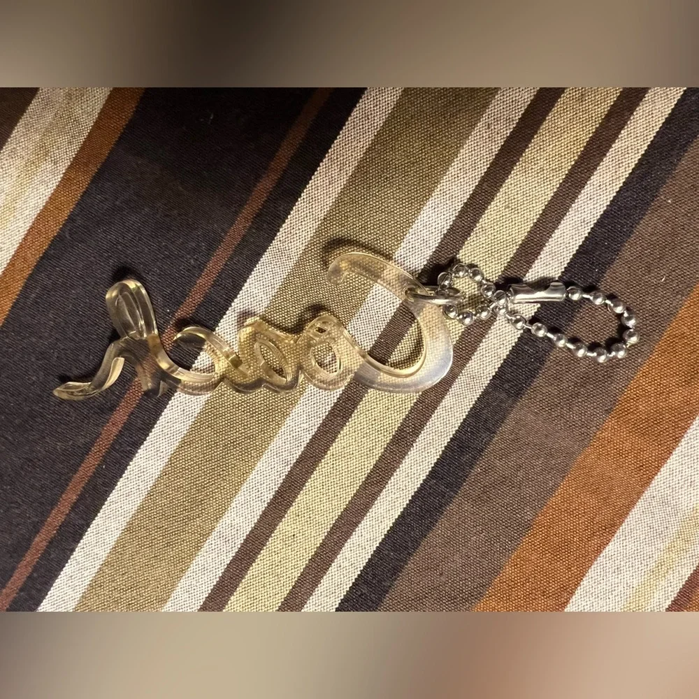 Coach Poppy Script Clear Gold Hang Tag 3”